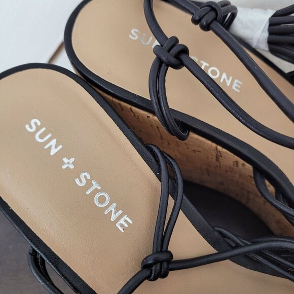 NEW Sun Stone Womens Tillyy Lace-Up Wedge Black Cork Sandals 10M - Picture 8 of 10